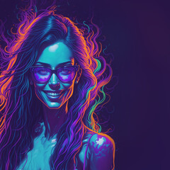 Woman with glasses in neon colors