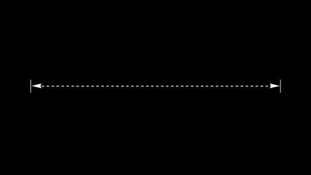 Measuring distance length dotted line animation, alpha channel
