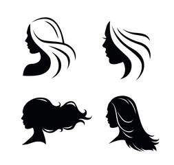 Set of black vector beauty salon or hairdresser icon designs isolated on white background