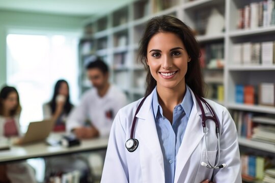 Young Female Doctor Studying At The Hospital