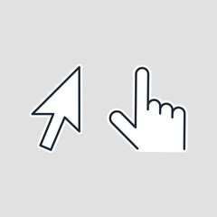 Сlick cursor for website.Vector linear icons isolated on homogeneous background.