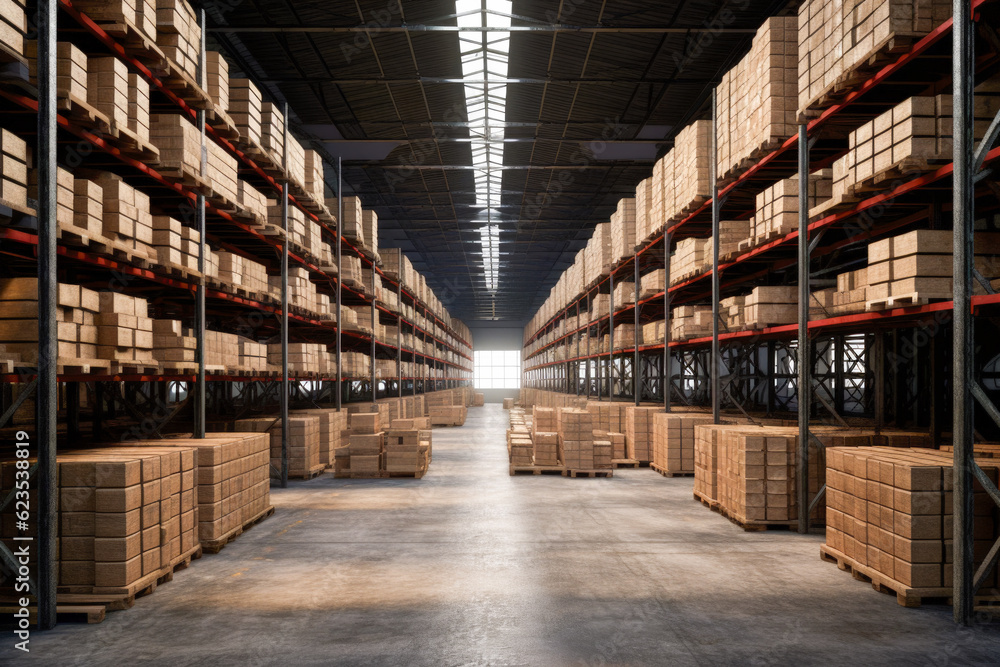 Poster automated warehouse 3d rendering image - generative ai