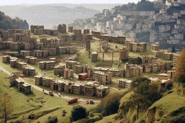 Obraz premium Aerial view of a city - Generative AI