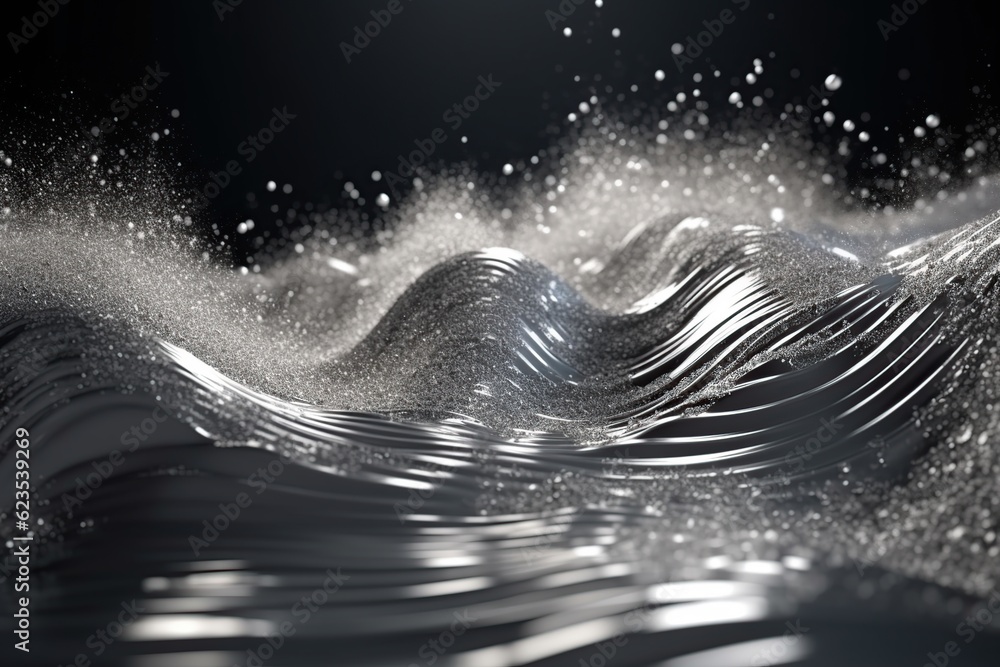 Poster network technology background futuristic tech silver wave background. low poly wire made with genera