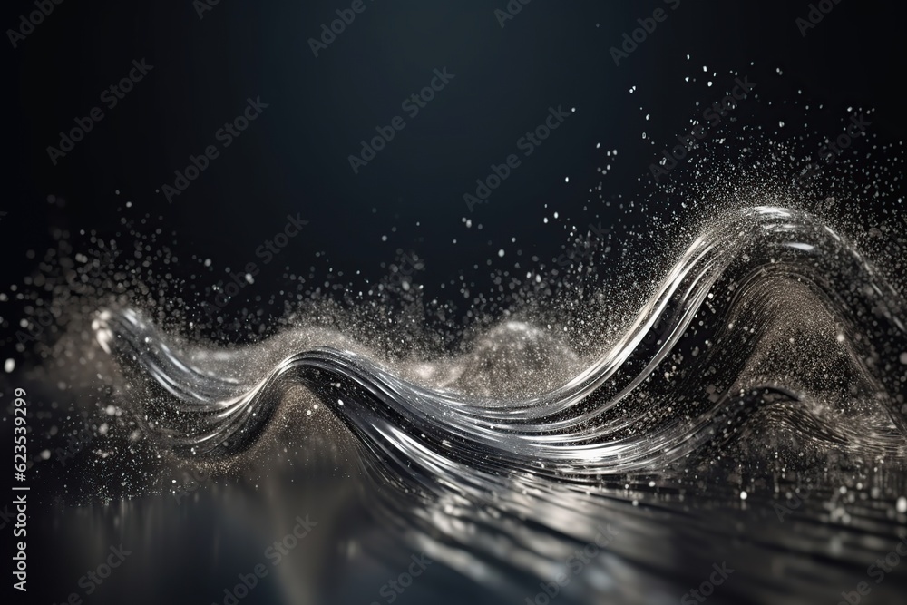 Poster network technology background futuristic tech silver wave background. low poly wire made with genera