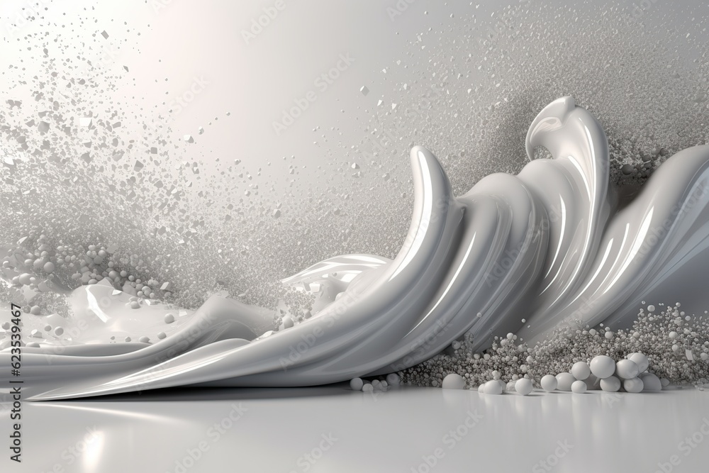 Poster network technology background futuristic tech white cream wave background. low poly wire made with g
