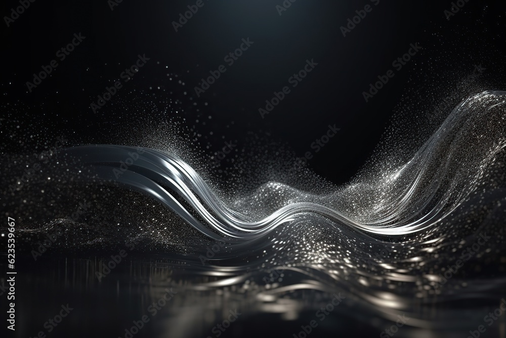 Poster network technology background futuristic tech silver wave background. low poly wire made with genera