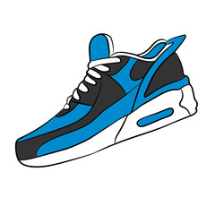 Blue Sneaker Design Side View Shoes Pair Collection