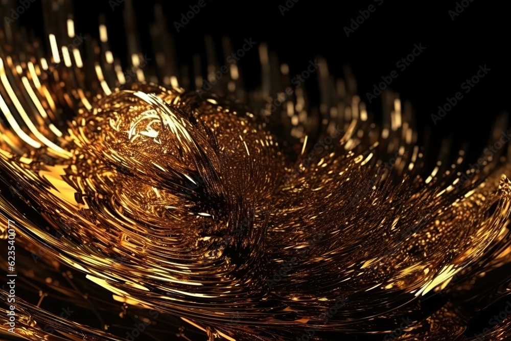 Poster network technology wavy lines digitally gold futuristic abstract background. low poly wire made with