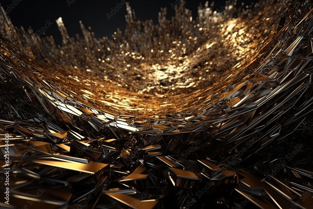 Poster network technology futuristic tech gold abstract background. low poly wire made with generative ai