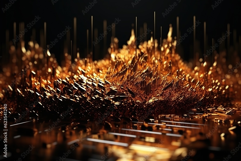 Poster network technology background futuristic tech gold abstract background. low poly wire made with gene