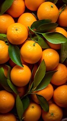 Fresh tangerines seamless background with ai generation. Top view