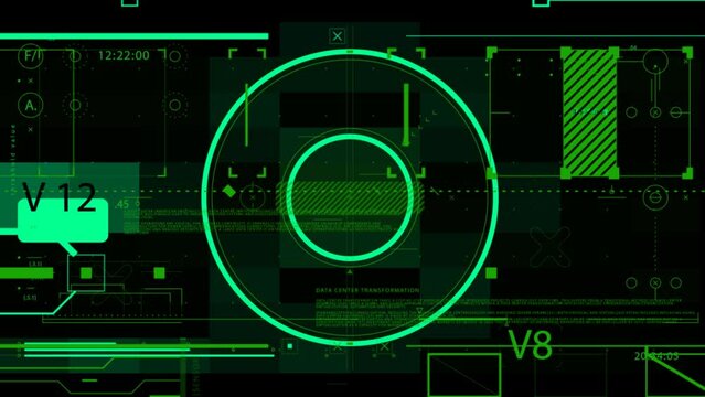 High Technology green HUD Animation - Futuristic Wallpaper Alpha Channel no background