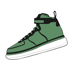 Green Sneaker Design Side View Shoes Pair Collection