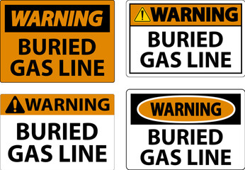 Fototapeta premium Warning Sign Buried Gas Line On White Background