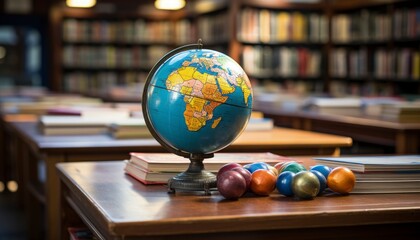 globe and books