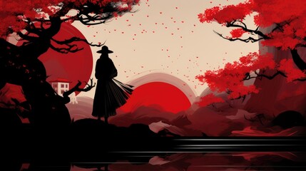 The beauty of Japan in travel destination - abstract illustration