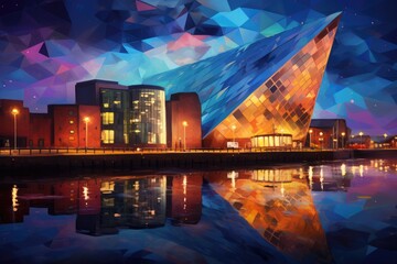 Fototapeta premium The beauty of Belfast North Ireland by night travel destination - abstract illustration