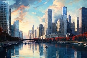 The beauty of Chicago in travel destination - abstract illustration