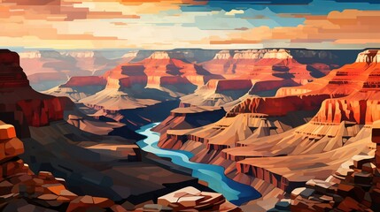 The beauty of Grand Canyon in travel destination - abstract illustration