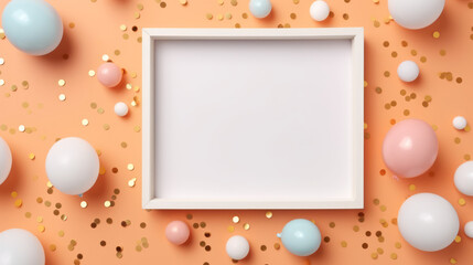 Birthday mock up frame with balloons. Generative AI.