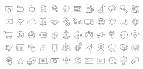 Search Engine Optimization outline icons collection