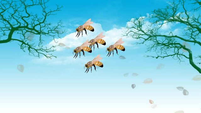 honey bees , flying bees, hornet