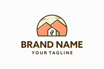 mountain cactus house Vector Logo Premium  © beryl.std