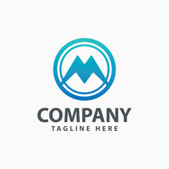 M initial letter logo inside circle logo design template vector
