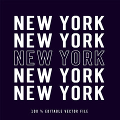 New York text effect vector, New York t shirt design.
