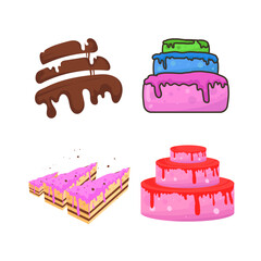 cake icon set design elements and clipart, bread illustration, cake illustration