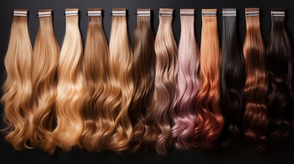 High-Resolution Display of Different Types of Hair Extensions Ideally Suited for Short Hair: High-Quality Generative AI Illustration - obrazy, fototapety, plakaty