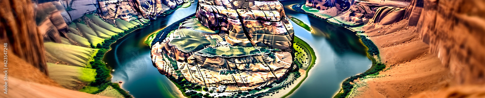 Poster horseshoe bend in page - generative ai