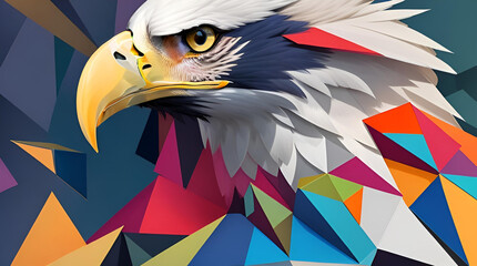 american bald eagle and american flag - obrazy, fototapety, plakaty