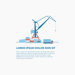 Portal crane. Flat vector illustration