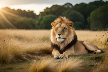 Fototapeta na wymiar lion in the grass