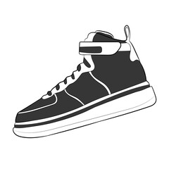 Black Sneaker Design Side View Shoes Pair Collection