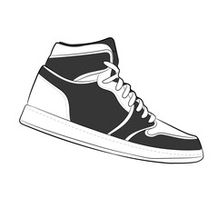 Black Sneaker Design Side View Shoes Pair Collection