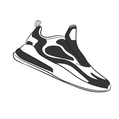 Black Sneaker Design Side View Shoes Pair Collection