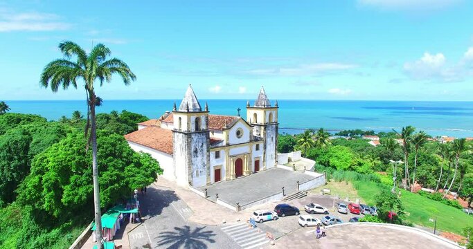 Centro Hist&oacute;rico de Olinda - Alto da S&eacute; - Visto de cima com drone 4k - Pernambuco - Olinda - recife - Brasil