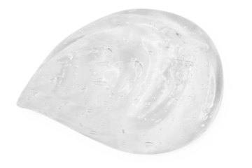A large smear or drop of a transparent gel, serum. On an empty transparent background.