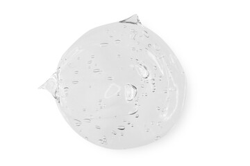 A large smear or drop of a transparent gel, serum. On an empty transparent background.