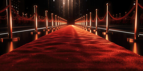 Red Carpet with rope barrier. Generative ai