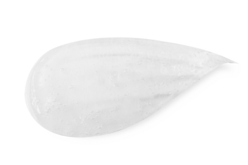 A large smear or drop of a transparent gel, serum. On an empty transparent background.