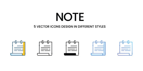 Laptop Icon Design in Five style with Editable Stroke. Line, Solid, Flat Line, Duo Tone Color, and Color Gradient Line. Suitable for Web Page, Mobile App, UI, UX and GUI design.