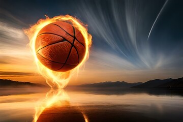 basketball on fire, Generative Ai technology