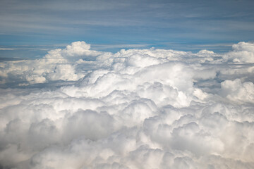 Stunning Cumulus Clouds in Blue Sky High In The Atmosphere