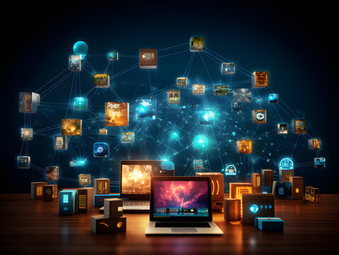 Network of Interconnected Devices and Internet of Things (Iot) Concept