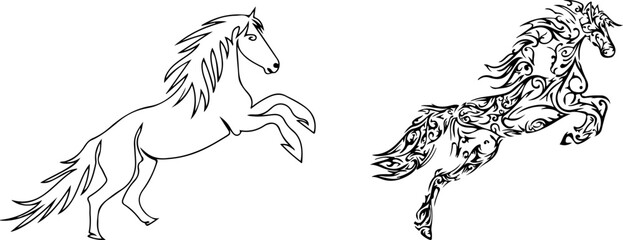 horse illustration Vector drawing by hand