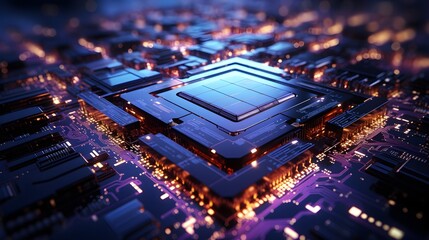 AI meets Synthwave: Futuristic Microchips and 3D Technology